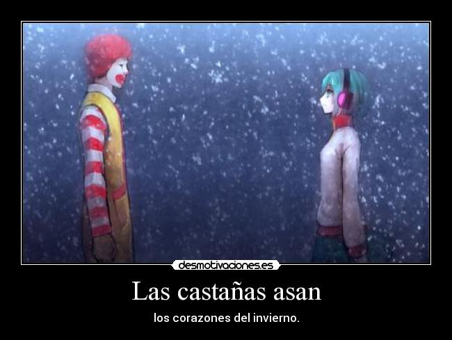 Las castañas asan - los corazones del invierno.