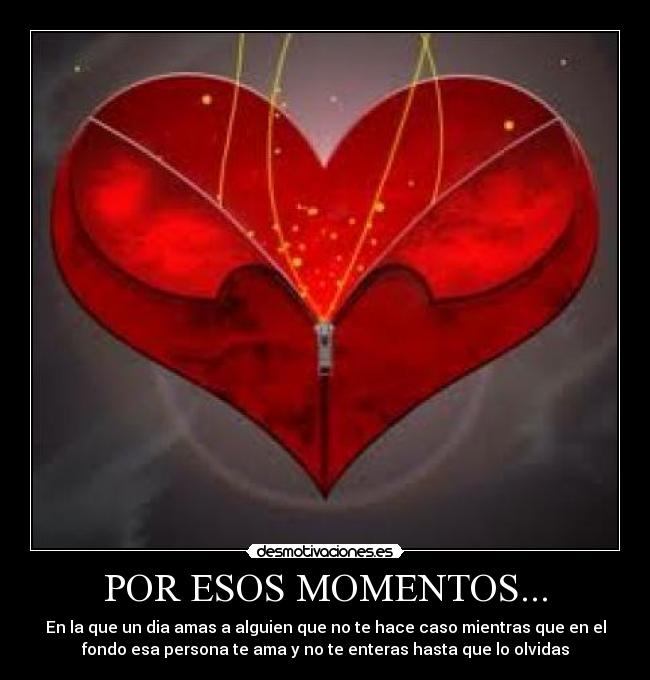 POR ESOS MOMENTOS... - En la que un dia amas a alguien que no te hace caso mientras que en el
fondo esa persona te ama y no te enteras hasta que lo olvidas