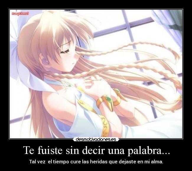 Te fuiste sin decir una palabra... - Tal vez el tiempo cure las heridas que dejaste en mi alma.