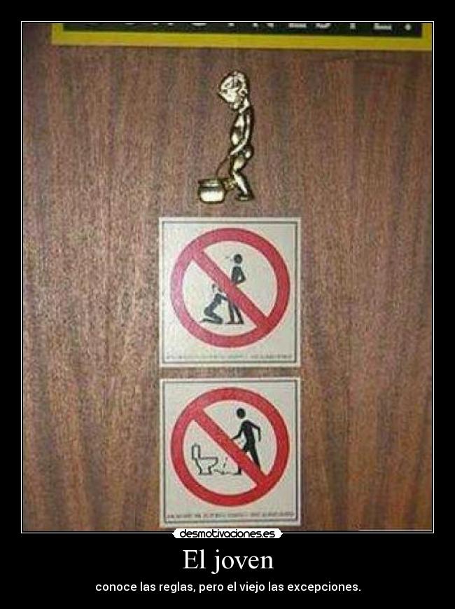 El joven - conoce las reglas, pero el viejo las excepciones.