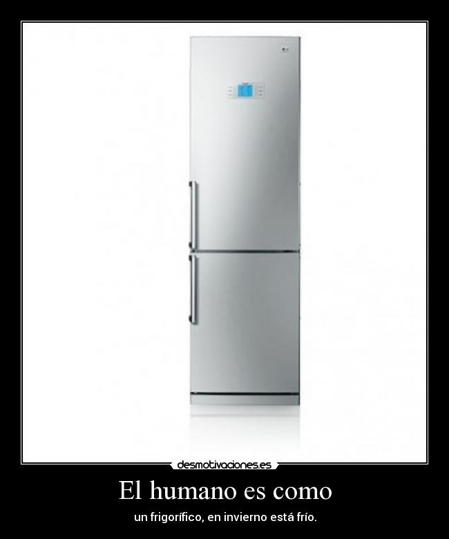 El humano es como - un frigorífico, en invierno está frío.