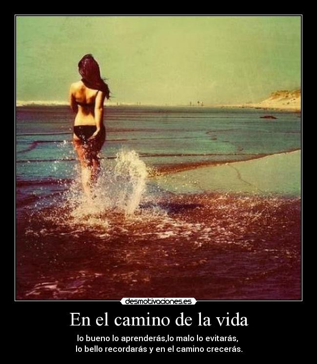 En el camino de la vida - lo bueno lo aprenderás,lo malo lo evitarás,
lo bello recordarás y en el camino crecerás.