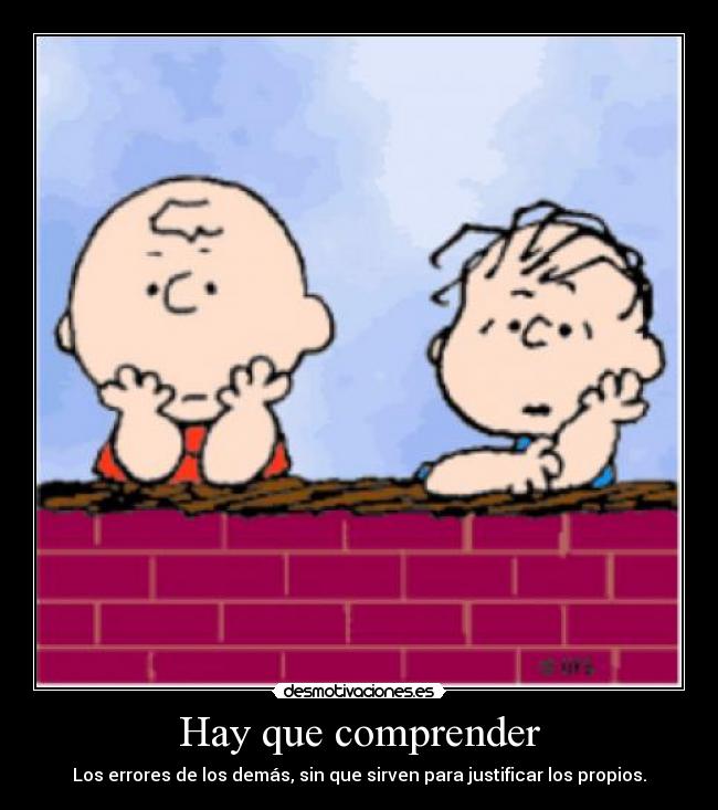 Hay que comprender - Los errores de los demás, sin que sirven para justificar los propios.