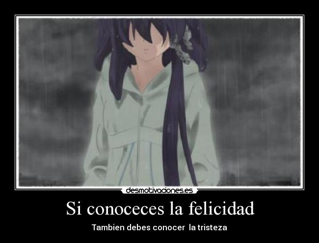 Si conoceces la felicidad - Tambien debes conocer la tristeza