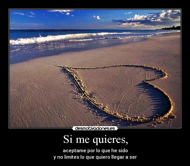 Si me quieres, - aceptame por lo que he sido
y no limites lo que quiero llegar a ser