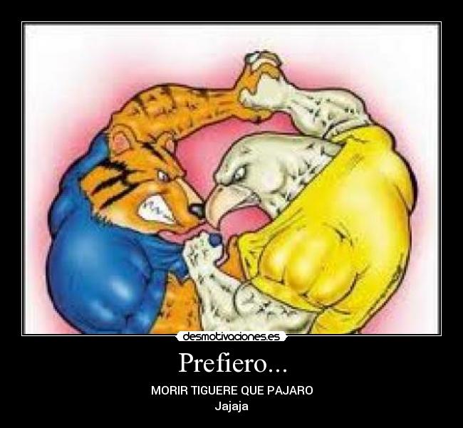 Prefiero... - MORIR TIGUERE QUE PAJARO
Jajaja