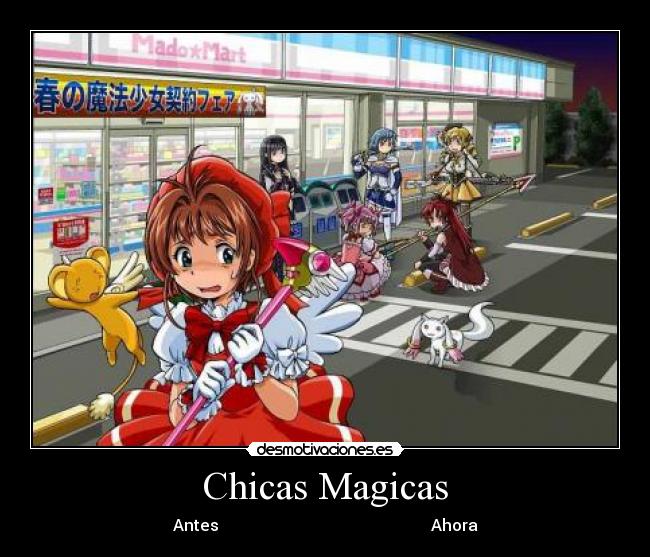 carteles chicas magicas anime manga otakus japon kyubei madoka sakura carp captor magika desmotivaciones