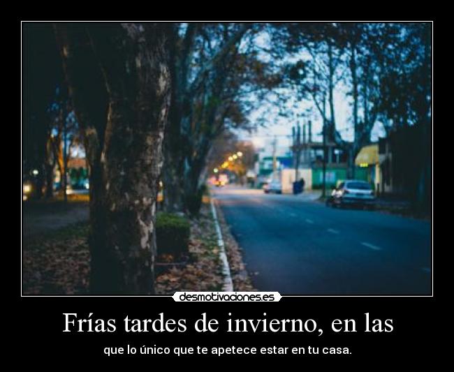 Frías tardes de invierno, en las - que lo único que te apetece estar en tu casa.