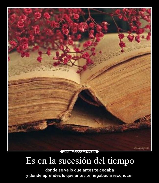 Es en la sucesión del tiempo - donde se ve lo que antes te cegaba
y donde aprendes lo que antes te negabas a reconocer