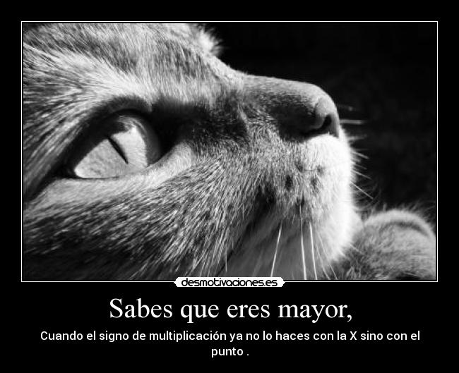 Sabes que eres mayor, -