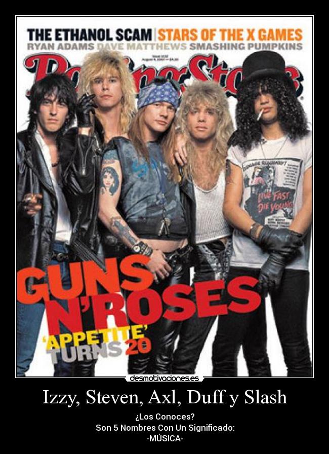 Izzy, Steven, Axl, Duff y Slash -