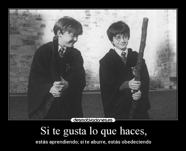 Si te gusta lo que haces, - estás aprendiendo; si te aburre, estás obedeciendo