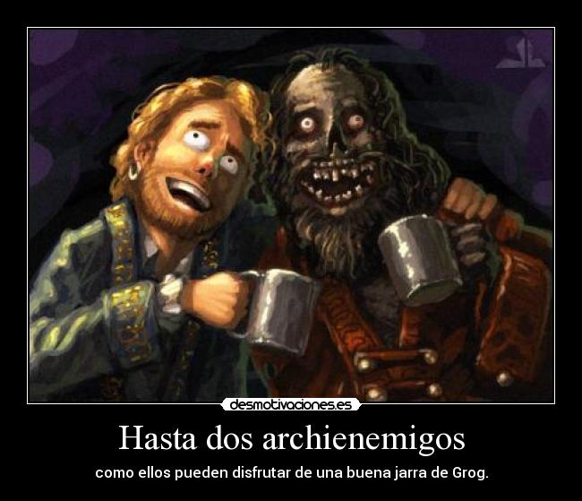 carteles monkey island juego amigos cara retrasados bebida alcohol desmotivaciones