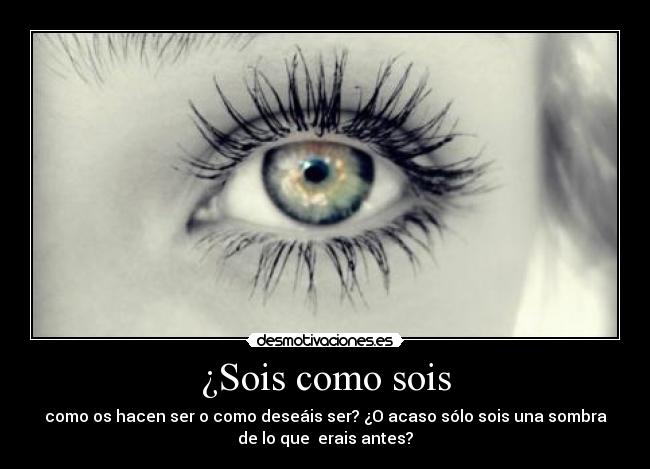 ¿Sois como sois - como os hacen ser o como deseáis ser? ¿O acaso sólo sois una sombra
de lo que erais antes?