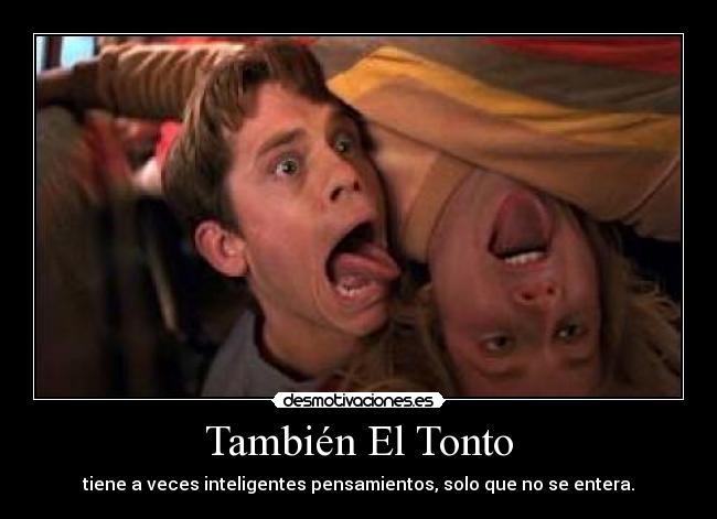 También El Tonto - tiene a veces inteligentes pensamientos, solo que no se entera.