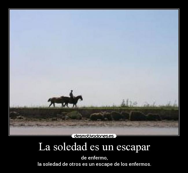 La soledad es un escapar - de enfermo,
la soledad de otros es un escape de los enfermos.
