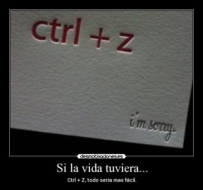 Si la vida tuviera... - Ctrl + Z, todo sería mas fácil.