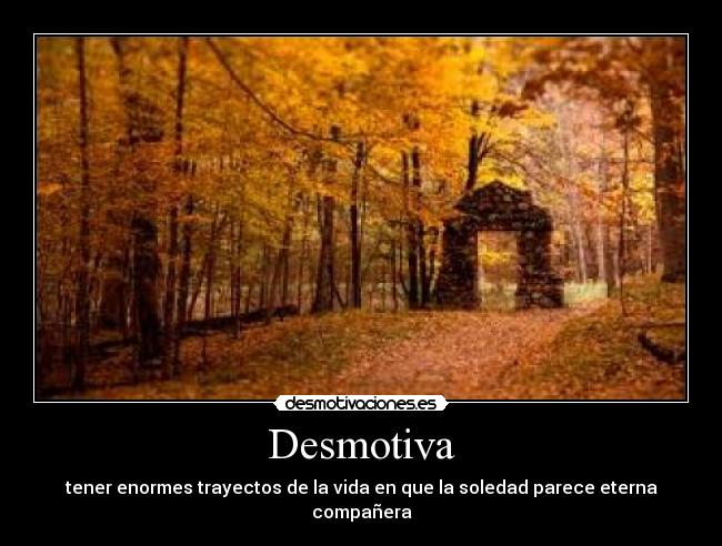 Desmotiva - tener enormes trayectos de la vida en que la soledad parece eterna compañera