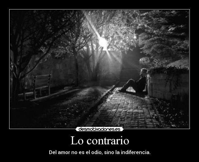 Lo contrario - Del amor no es el odio, sino la indiferencia.