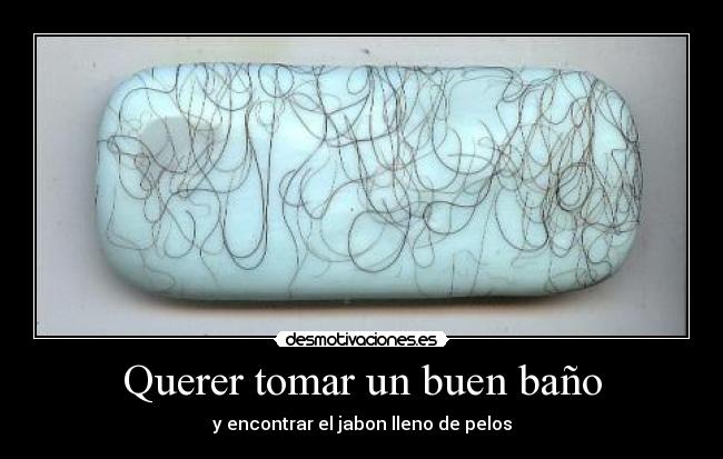 Querer tomar un buen baño - y encontrar el jabon lleno de pelos