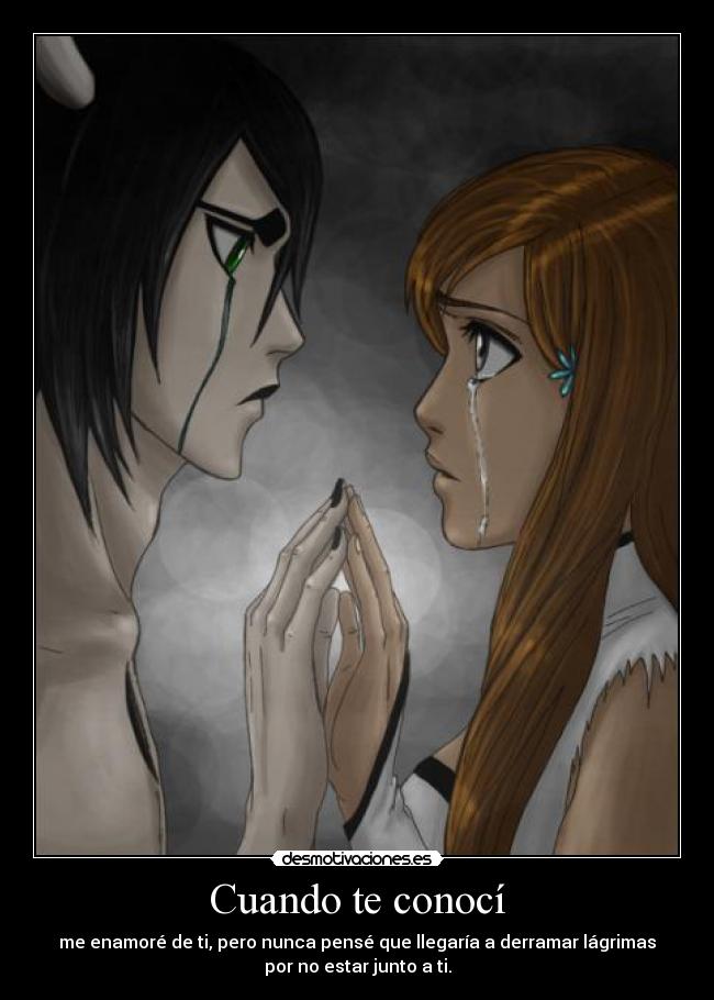Cuando te conocí - me enamoré de ti, pero nunca pensé que llegaría a derramar lágrimas
por no estar junto a ti.