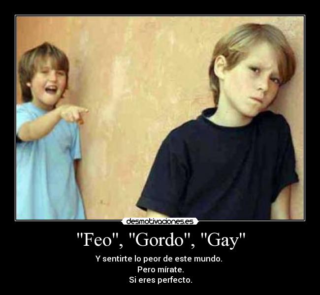 Feo, Gordo, Gay - Y sentirte lo peor de este mundo.
Pero mírate.
Si eres perfecto.
