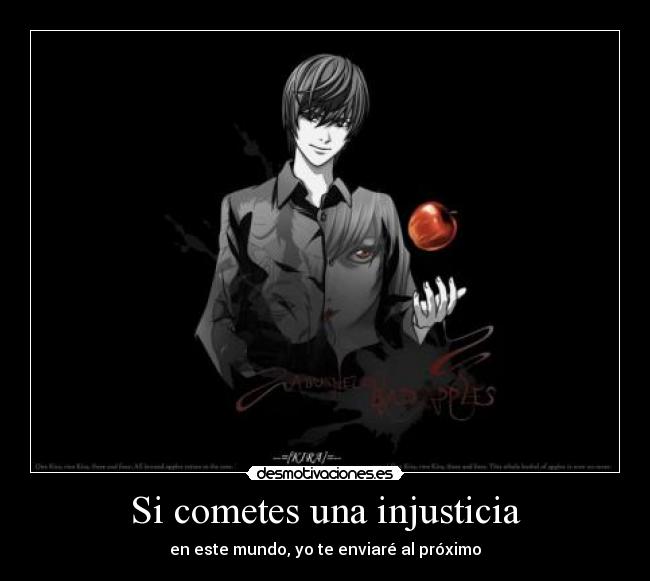 carteles death note anime kira light yagami primer comentario lleva contrasena enserio desmotivaciones