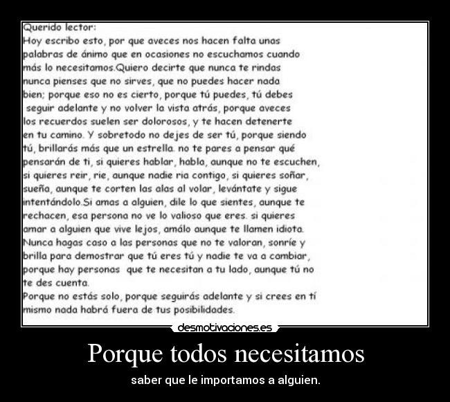 Porque todos necesitamos -