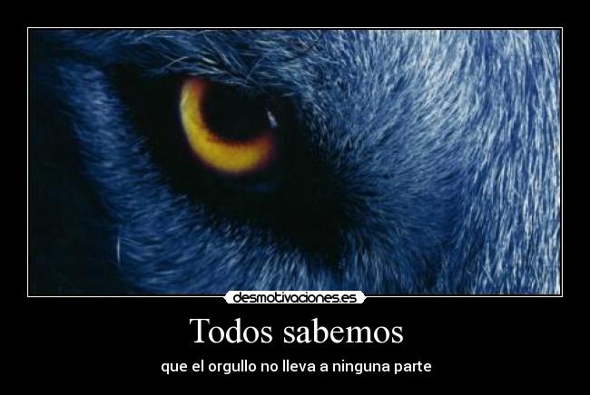 Todos sabemos - que el orgullo no lleva a ninguna parte