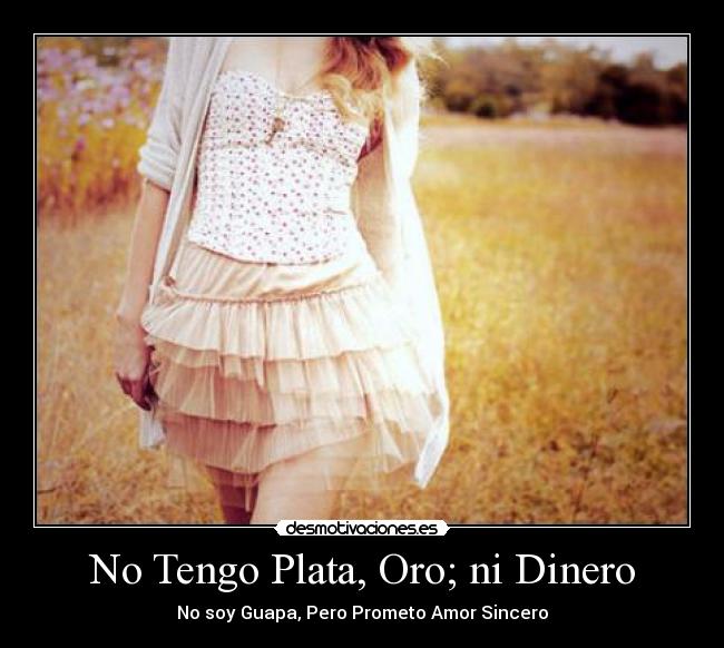 No Tengo Plata, Oro; ni Dinero - No soy Guapa, Pero Prometo Amor Sincero