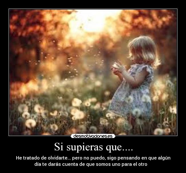 Si supieras que.... - He tratado de olvidarte... pero no puedo, sigo pensando en que algún
día te darás cuenta de que somos uno para el otro ♥ ♂♀