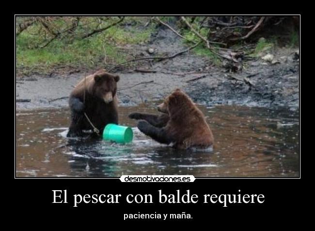 El pescar con balde requiere - paciencia y maña.