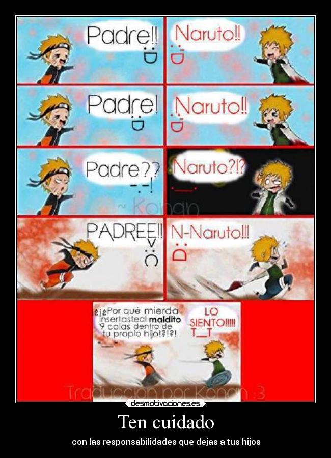 carteles anime otaku naruto yondaime minato lecciones padre hijo manga desmotivaciones