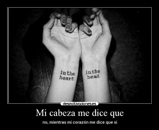 Mi cabeza me dice que - no, mientras mi corazón me dice que si