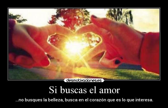 Si buscas el amor - ...no busques la belleza, busca en el corazón que es lo que interesa.