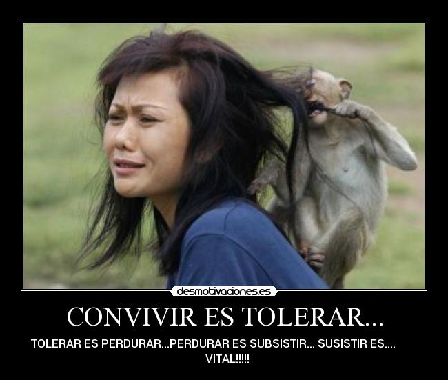 CONVIVIR ES TOLERAR... - TOLERAR ES PERDURAR...PERDURAR ES SUBSISTIR... SUSISTIR ES....
VITAL!!!!!