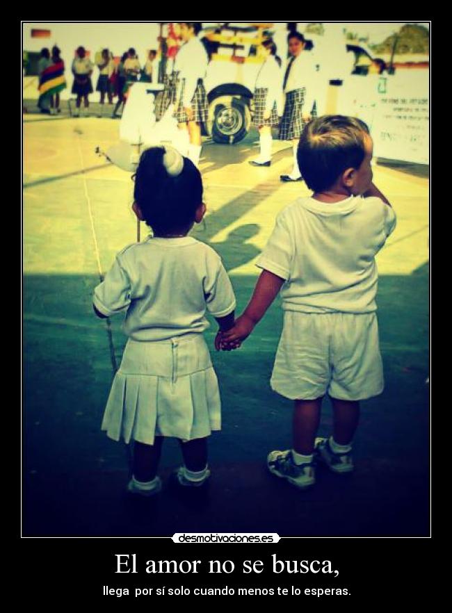 El amor no se busca, - llega por sí solo cuando menos te lo esperas.