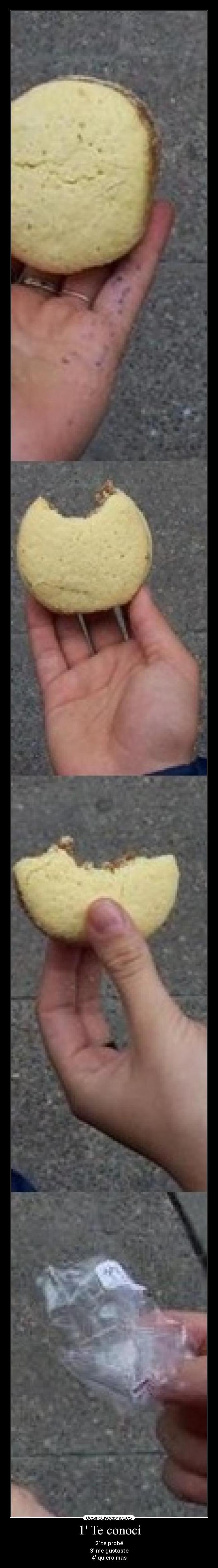 1 Te conoci - 2 te probé
3 me gustaste
4 quiero mas