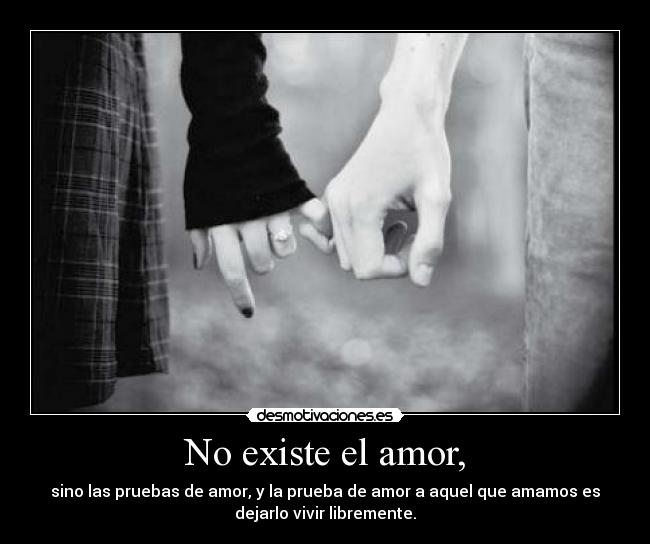 No existe el amor, - sino las pruebas de amor, y la prueba de amor a aquel que amamos es
dejarlo vivir libremente.
