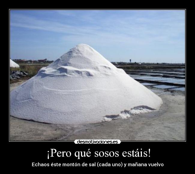 ¡Pero qué sosos estáis! - Echaos éste montón de sal (cada uno) y mañana vuelvo