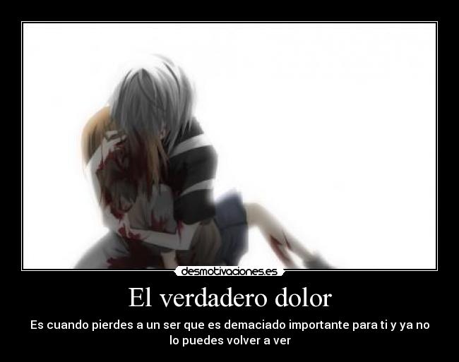 El verdadero dolor - Es cuando pierdes a un ser que es demaciado importante para ti y ya no
lo puedes volver a ver