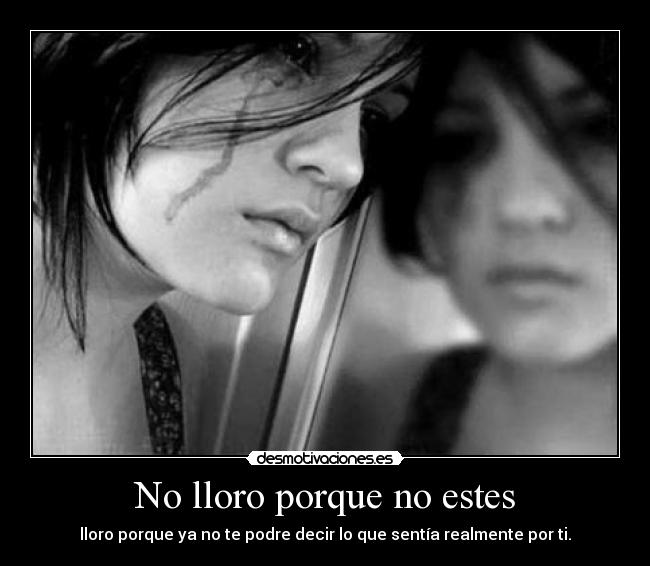 No lloro porque no estes - lloro porque ya no te podre decir lo que sentía realmente por ti.