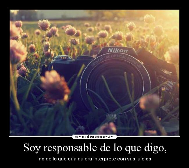 Soy responsable de lo que digo, - no de lo que cualquiera interprete con sus juicios