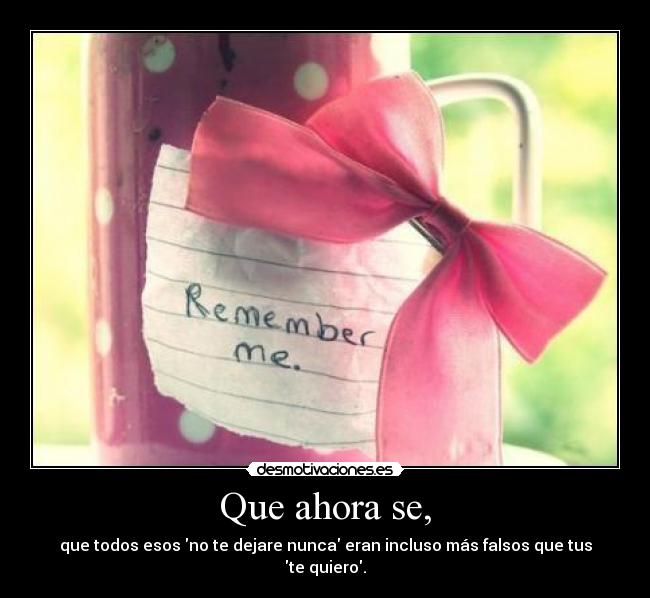 Que ahora se, - que todos esos no te dejare nunca eran incluso más falsos que tus te quiero.