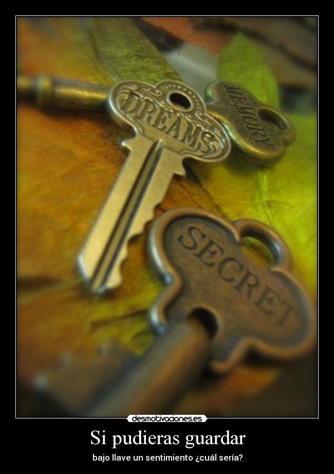 Si pudieras guardar - bajo llave un sentimiento ¿cuál sería?