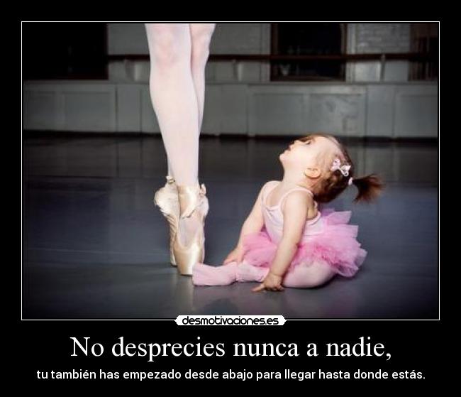 No desprecies nunca a nadie, - 