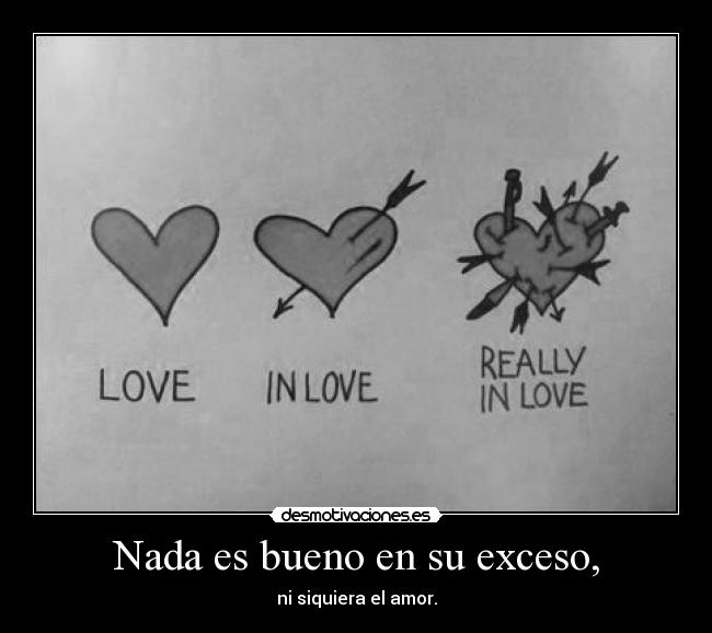 Nada es bueno en su exceso, - ni siquiera el amor.