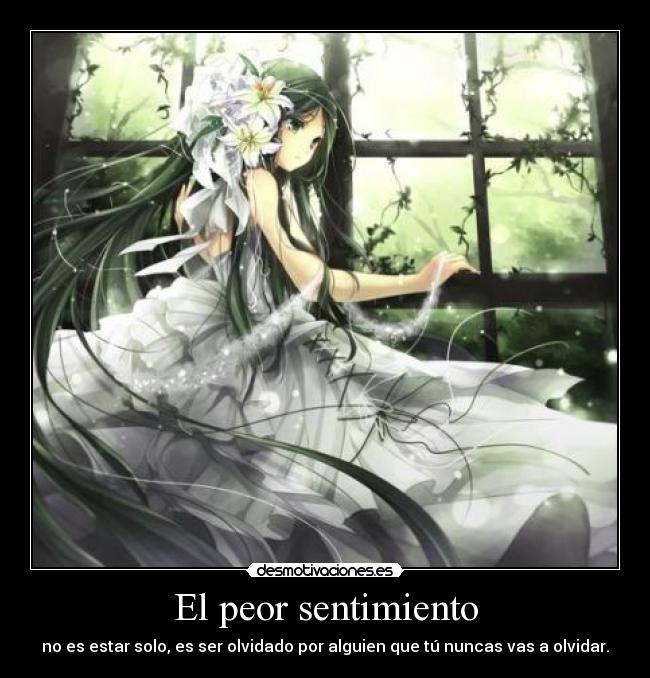 El peor sentimiento - no es estar solo, es ser olvidado por alguien que tú nuncas vas a olvidar.