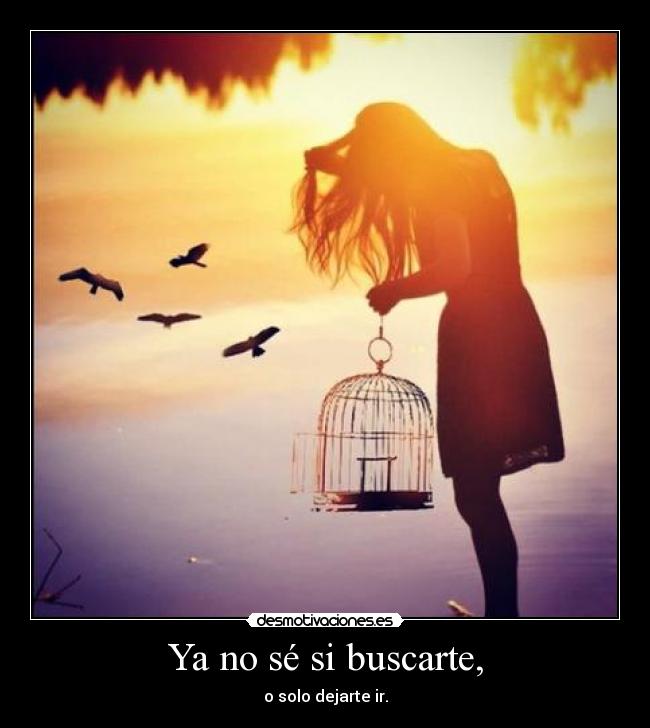 Ya no sé si buscarte, - o solo dejarte ir.