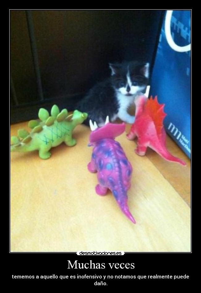 Muchas veces - tememos a aquello que es inofensivo y no notamos que realmente puede daño.